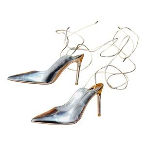 Chic Silver Strappy Heels